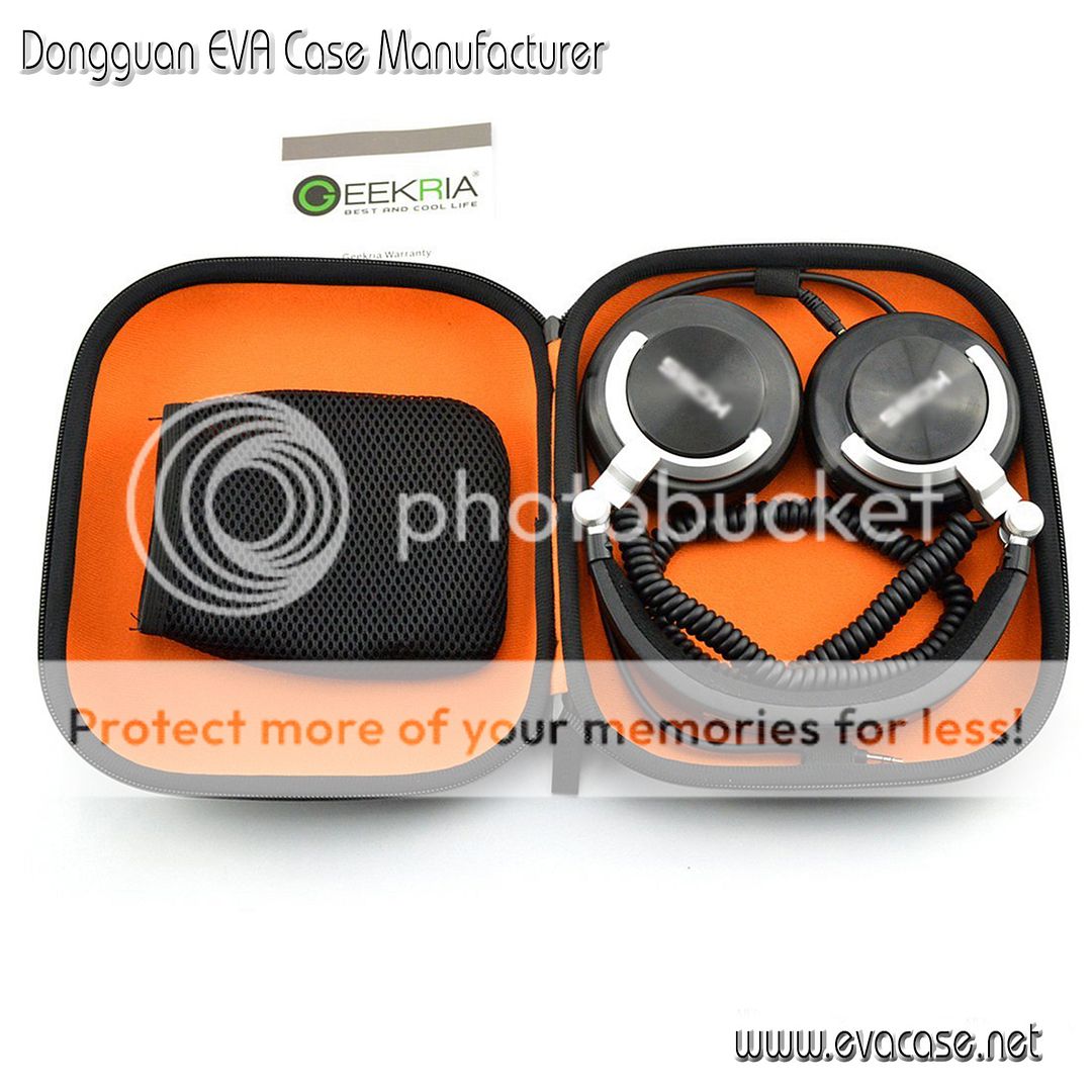 Molded over ear headphone case smooth Nylon with orange velvet lining